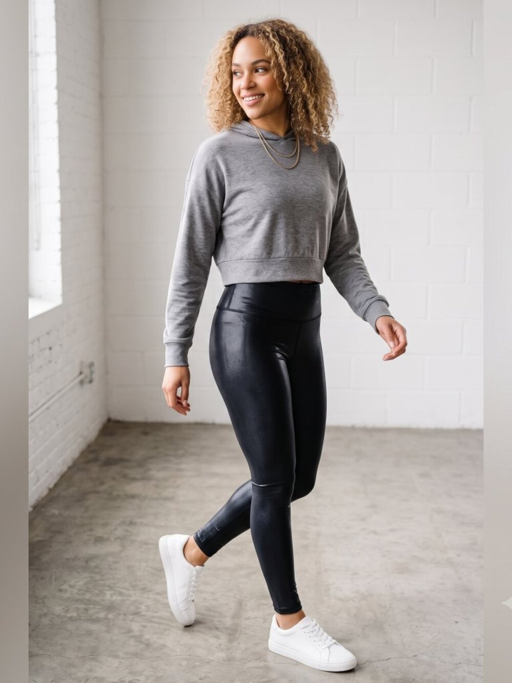 Shiny Black High Waisted Leggings
